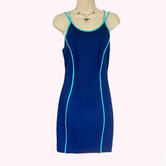Trina Turk Blue Yvette Sleeveless Silk Trim Dress Size 6 $258 - Picture 3 of 8